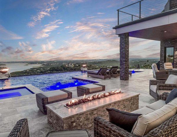 Modern Luxury Hill Top Infinity Pool Fire Feature Lake View Zbranek and Holt Custom Homes