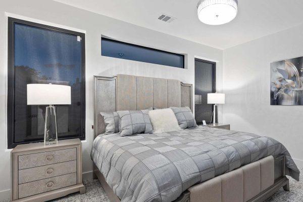 Modern Luxury Hill Top master bedroom horizontal windows elegant lighting Zbranek and Holt Custom Homes